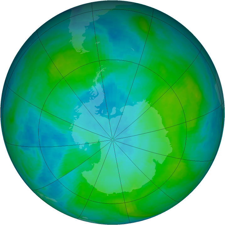 Antarctic ozone map for 17 February 1984